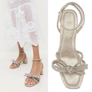 Loeffler Randall Mikel Bow Sandals Size 6 Crystal Rhinestone Embellished NEW